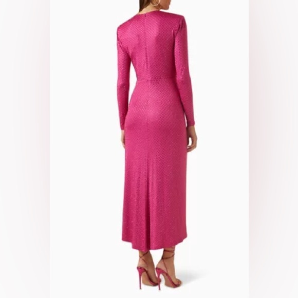 Veronica Beard Kiah Rhinestone Plunge Neck Long Sleeve High-Low Maxi Dress - Picture 3 of 10